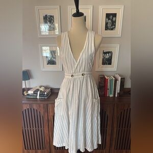 Free People Wrap Style Striped White Dress